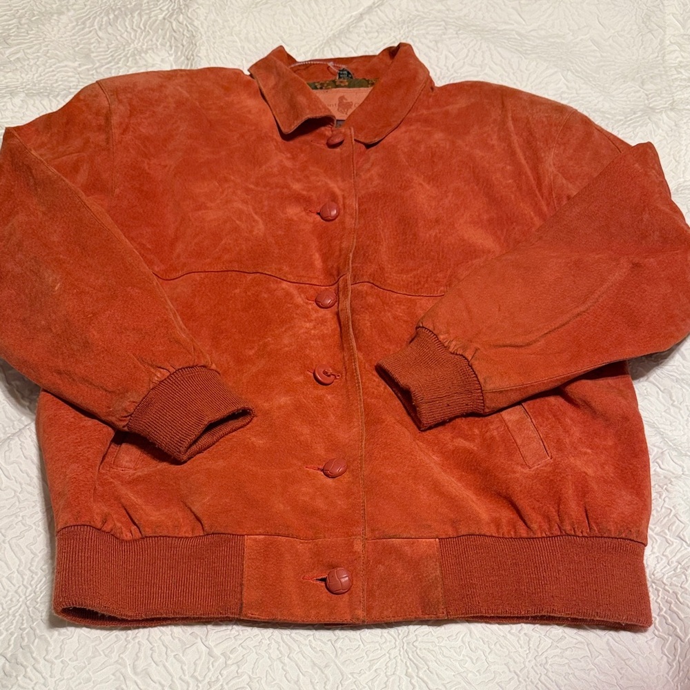 Hunt Club Rust Orange Suede Bomber Jacket